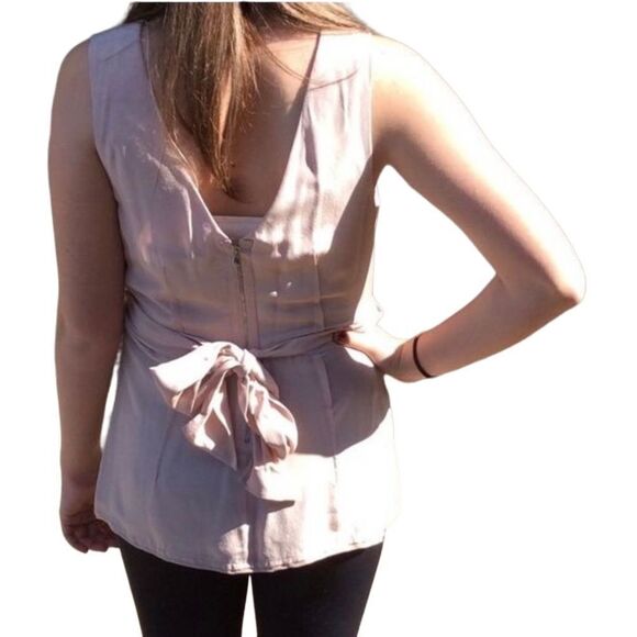 Y2K Silk Peplum Wrap BCBG Maxazria Pink Blush V Neck Fit Flare Sleeveless S VTG - Picture 7 of 10